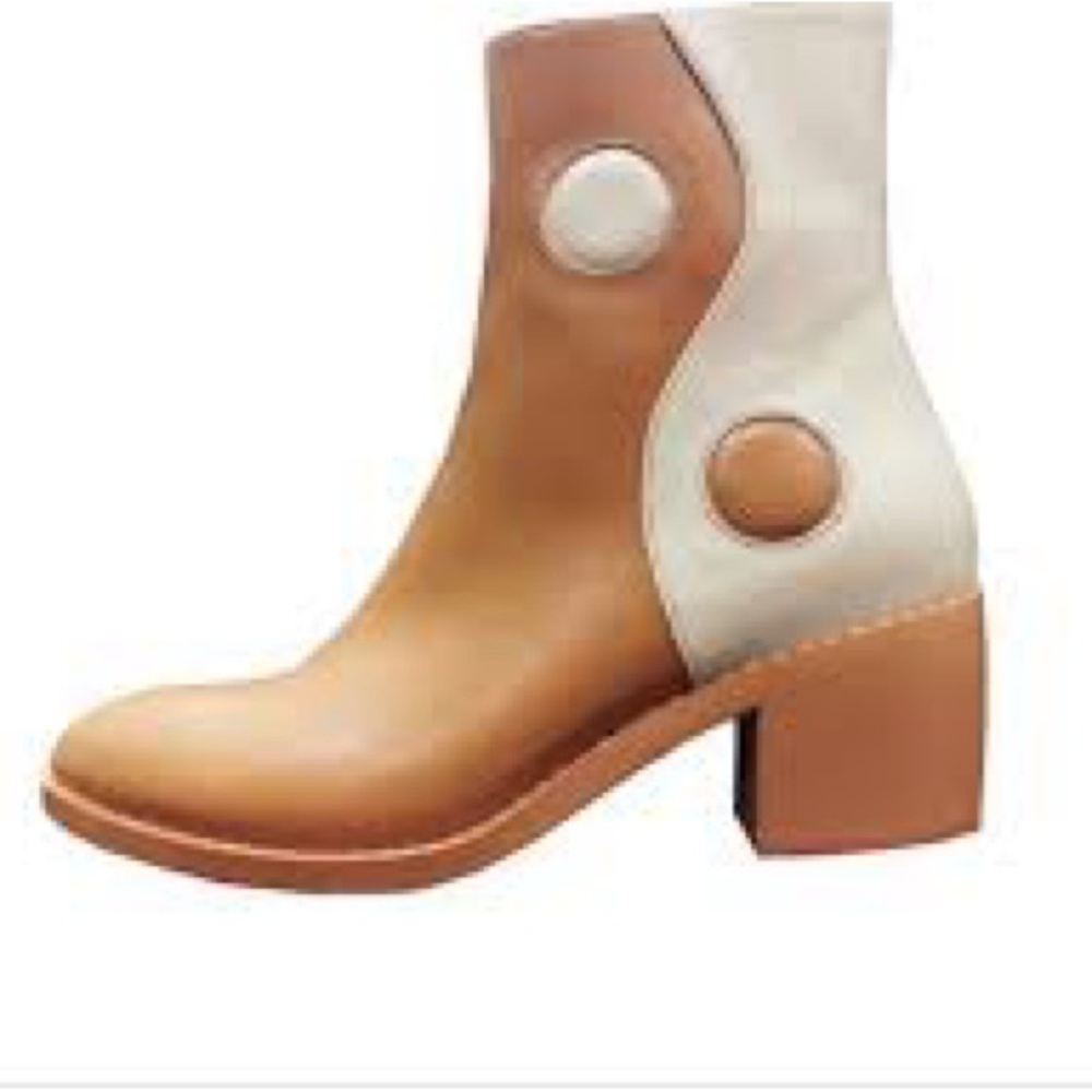Tan and cream mclc balancing act yin yang boots